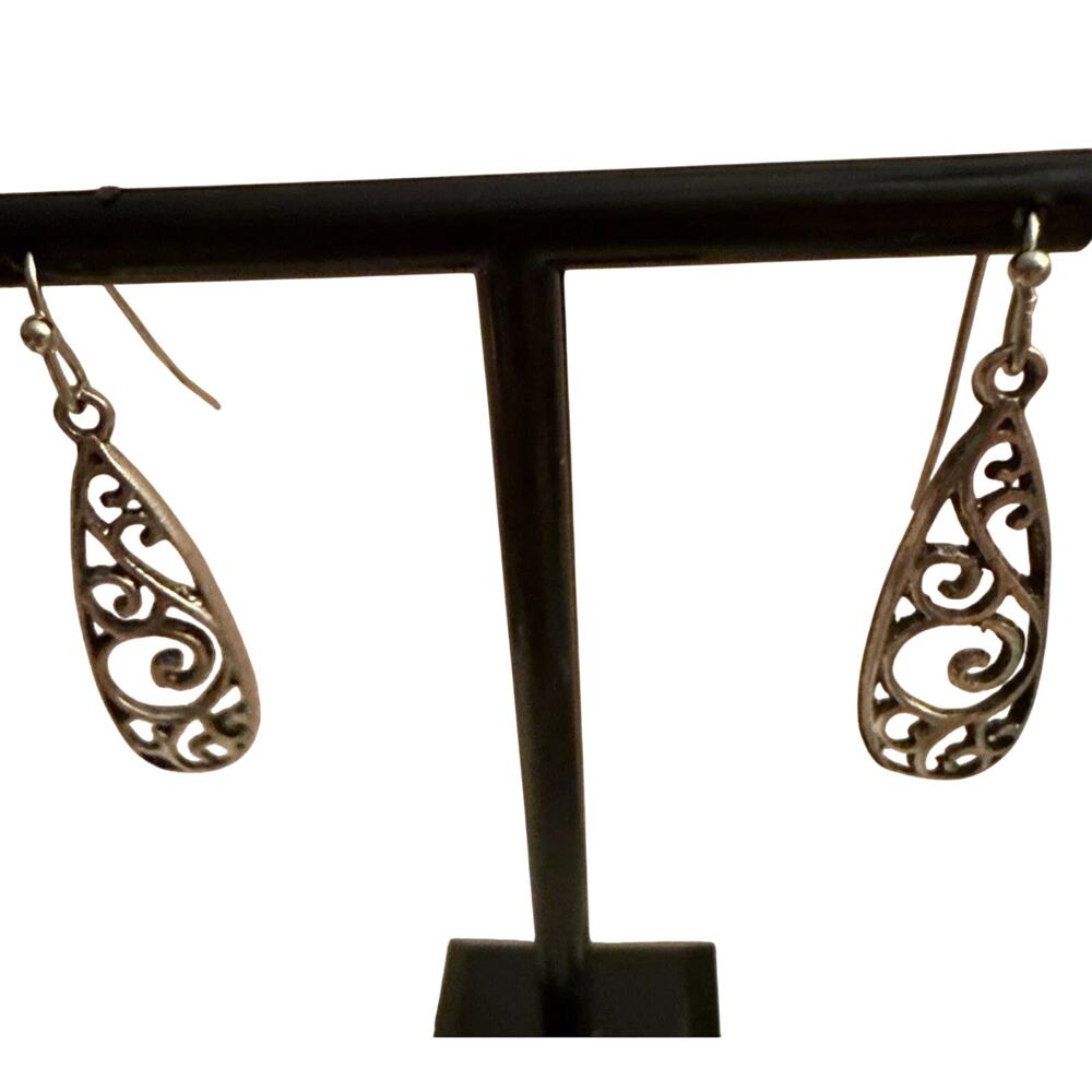 Silvery Dangle Earrings - Picture 1 of 4
